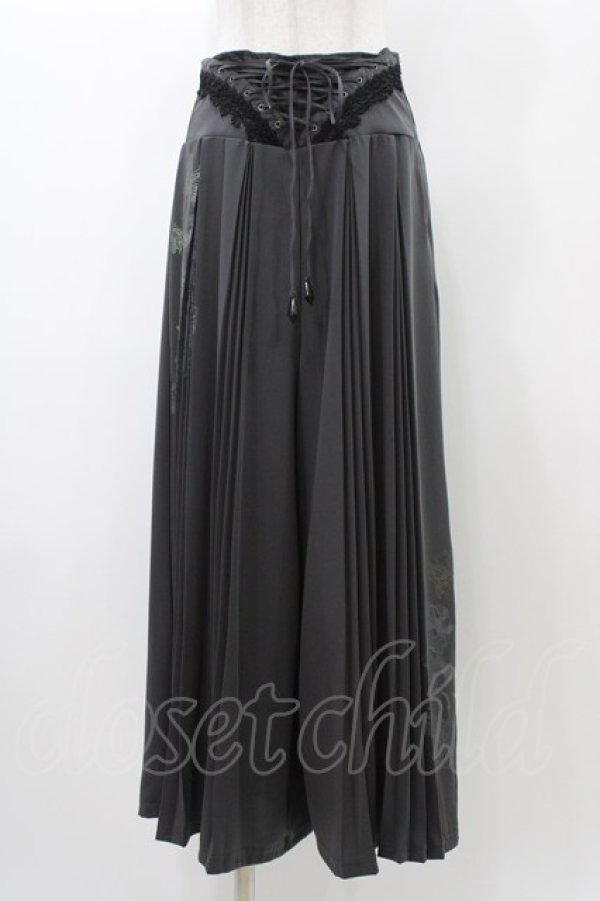 画像1: Ozz On / プリントプリーツワイドパンツ  グレー H-25-12-26-018-OO-PA-KB-ZH (1)