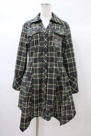 画像: Rozen Kavalier / チェック刺繍シャツワンピース  グレー×グリーンチェック H-25-12-26-024-OO-OP-KB-ZH