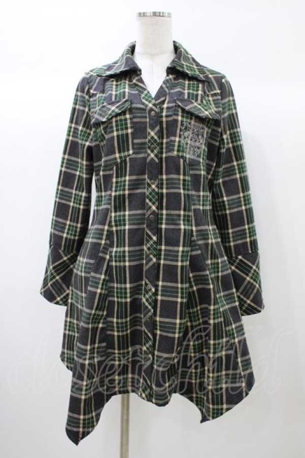 画像1: Rozen Kavalier / チェック刺繍シャツワンピース  グレー×グリーンチェック H-25-12-26-024-OO-OP-KB-ZH (1)