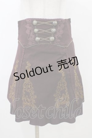 画像: OZZ ANGELO / プリーツフリル刺繍レイヤードスカート  ボルドー H-25-12-26-026-OO-SK-KB-ZH