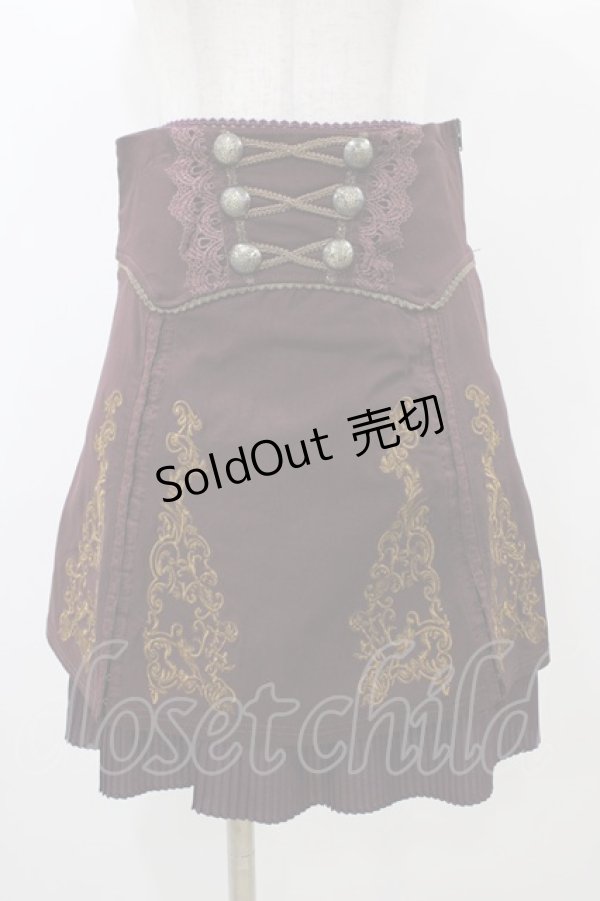 画像1: OZZ ANGELO / プリーツフリル刺繍レイヤードスカート  ボルドー H-25-12-26-026-OO-SK-KB-ZH (1)