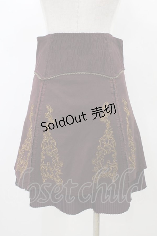 画像2: OZZ ANGELO / プリーツフリル刺繍レイヤードスカート  ボルドー H-25-12-26-026-OO-SK-KB-ZH (2)