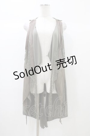 画像: Ozz Croce / バックプリント異素材切替ジレ  カーキ H-25-12-26-028-OO-TO-KB-ZH