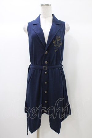 画像: PUTUMAYO / 刺繍ロングベスト  紺 H-25-12-26-029-PT-TO-KB-ZH