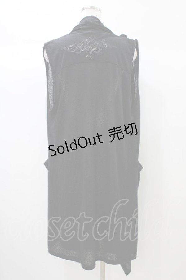 画像2: Ozz Croce / バック刺繍ロングジレ  ブラック H-25-12-26-030-OO-TO-KB-ZT1228H (2)