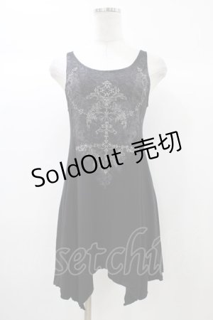 画像: Rozen Kavalier / 刺繍ロングタンク  ブラック H-25-12-26-031-OO-TO-KB-ZH