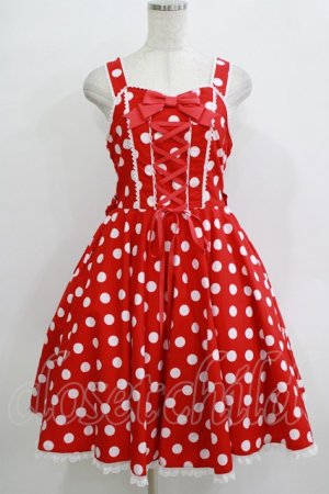 画像: metamorphose / Syrupサーキュラージャンパースカート（ポルカドット） サイズ1 レッド H-25-12-27-1003-ME-OP-NS-ZH