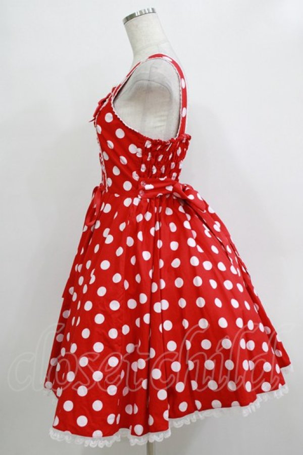 画像2: metamorphose / Syrupサーキュラージャンパースカート（ポルカドット） サイズ1 レッド H-25-12-27-1003-ME-OP-NS-ZH (2)