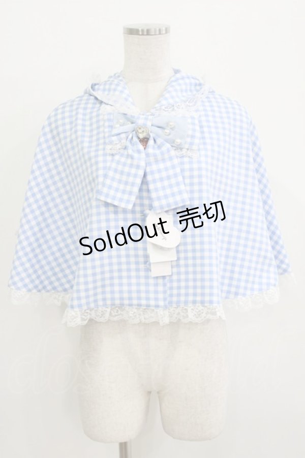 画像1: Ank Rouge / うさちゃんギンガムケープ M サックス H-25-12-27-1028-CA-TO-NS-ZH (1)