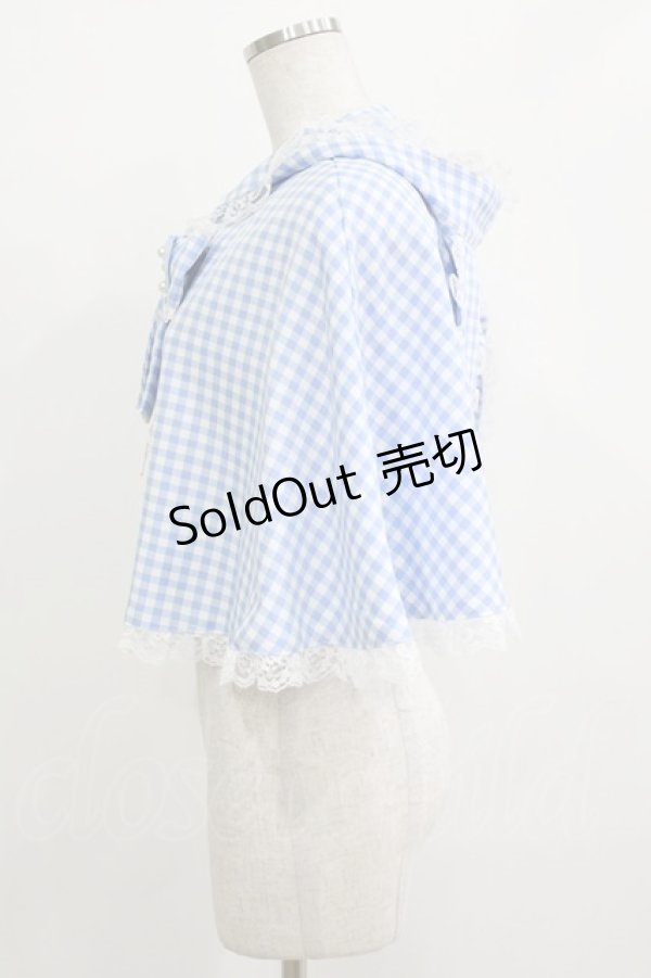 画像2: Ank Rouge / うさちゃんギンガムケープ M サックス H-25-12-27-1028-CA-TO-NS-ZH (2)