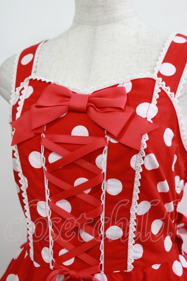 画像5: metamorphose / Syrupサーキュラージャンパースカート（ポルカドット） サイズ1 レッド H-25-12-27-1003-ME-OP-NS-ZH (5)