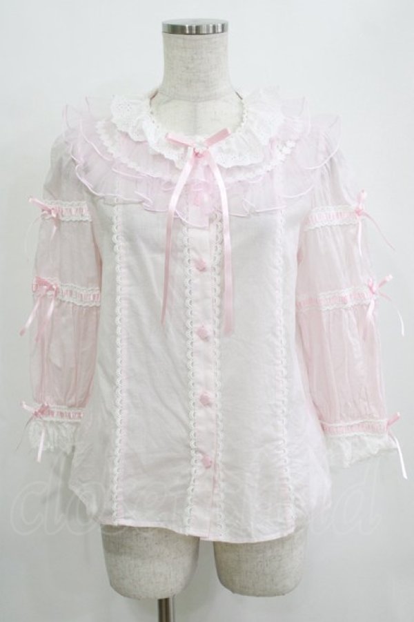 画像1: Angelic Pretty / ハートお花レースブラウス Free ピンク H-25-12-27-1037-AP-BL-NS-ZH (1)