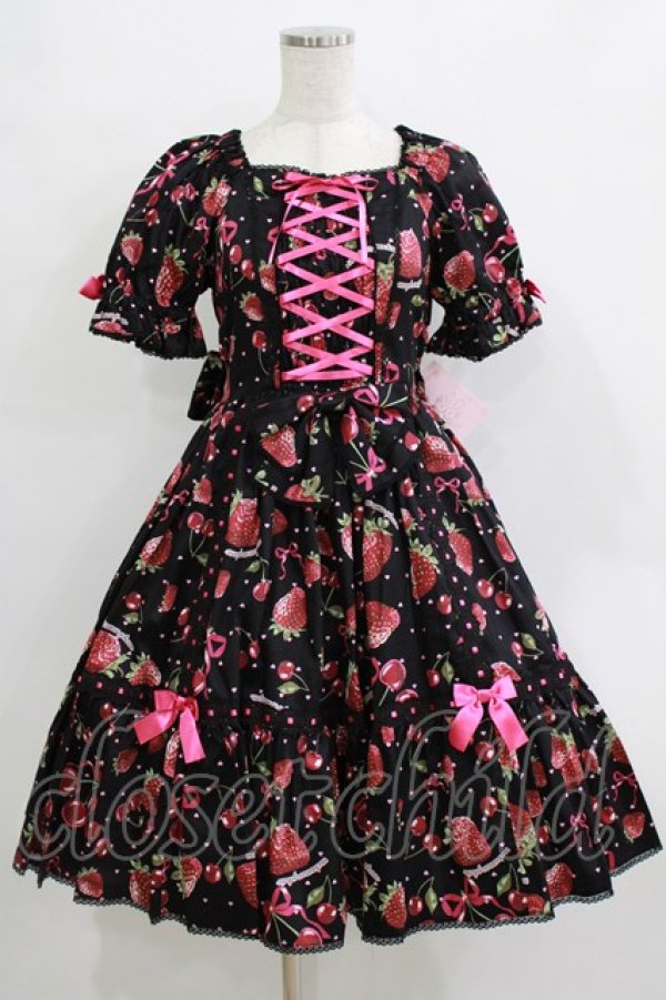 画像1: metamorphose / Lady Fruit 半袖ワンピース サイズ1 ブラック H-25-12-27-1004-ME-OP-NS-ZH (1)