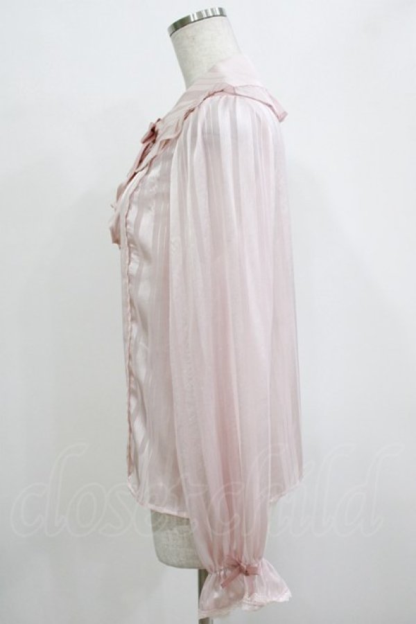 画像2: axes femme kawaii / ストライプシアーブラウス M ピンク H-25-12-27-1038-AX-BL-NS-ZH (2)