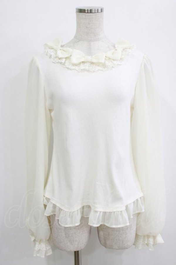 画像1: Angelic Pretty / Trio Ribbonカットソー Free アイボリー H-25-12-27-1042-AP-TO-NS-ZH (1)