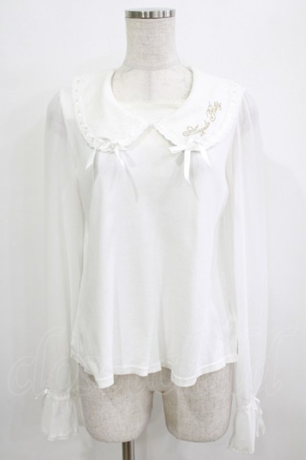 画像1: Angelic Pretty / Cuteロゴ刺繍カットソー Free オフ H-25-12-27-1043-AP-TO-NS-ZH (1)