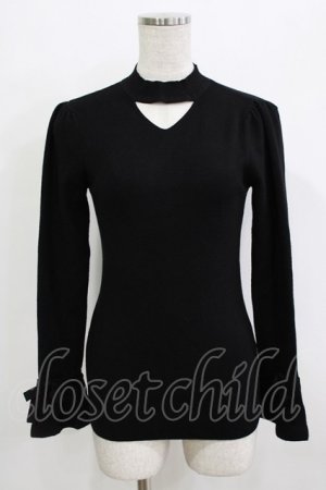 画像: an another angelus / 袖口リボンチョーカーニットプルオーバー Free BLACK H-25-12-27-1044-CA-TO-NS-ZH