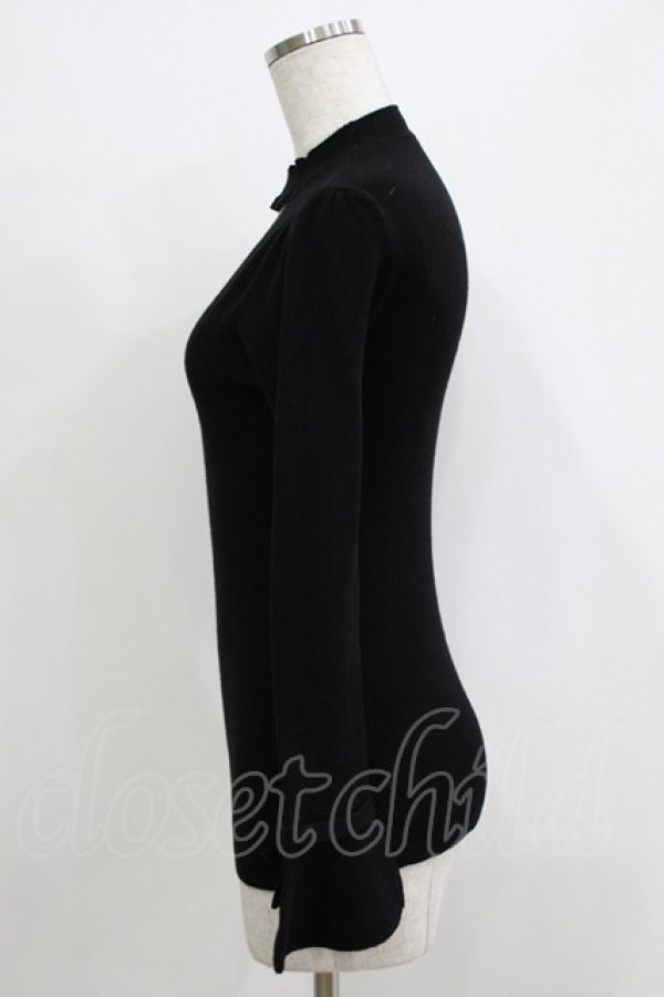 画像2: an another angelus / 袖口リボンチョーカーニットプルオーバー Free BLACK H-25-12-27-1044-CA-TO-NS-ZH (2)