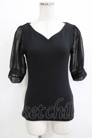 画像: an another angelus / 楊柳シフォンスリーブテレコT Free BLACK H-25-12-27-1045-CA-TO-NS-ZH