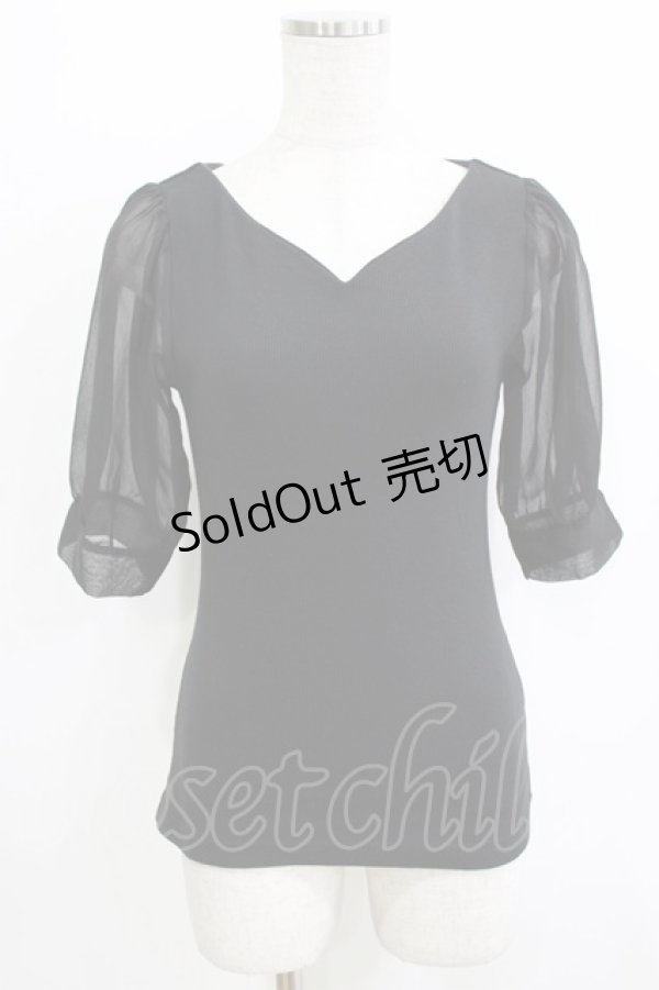 画像1: an another angelus / 楊柳シフォンスリーブテレコT Free BLACK H-25-12-27-1045-CA-TO-NS-ZH (1)