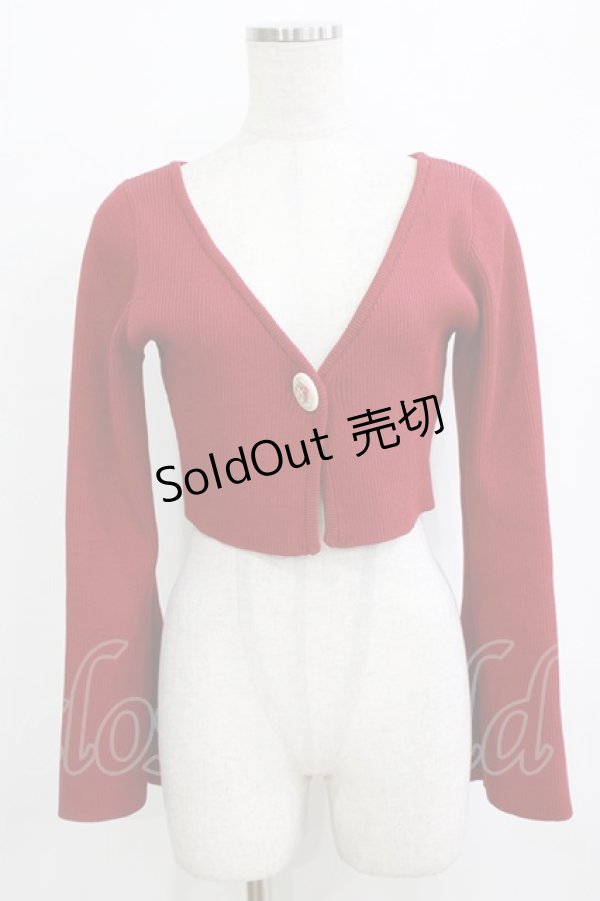 画像1: an another angelus / フラワーカメオ釦ショートニットカーディガン Free RED H-25-12-27-1046-CA-TO-NS-ZH (1)