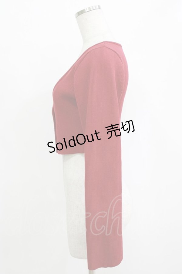 画像2: an another angelus / フラワーカメオ釦ショートニットカーディガン Free RED H-25-12-27-1046-CA-TO-NS-ZH (2)