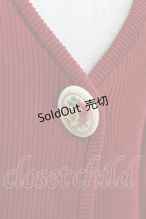 画像4: an another angelus / フラワーカメオ釦ショートニットカーディガン Free RED H-25-12-27-1046-CA-TO-NS-ZH (4)