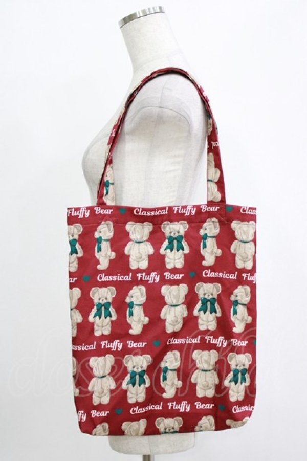 画像2: axes femme kawaii / Fluffy Bearトートバッグ  ワイン H-25-12-27-1049-AX-BG-NS-ZH (2)