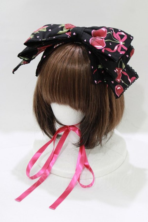 画像1: metamorphose / Lady Fruitリボンヘッドドレス  ブラック H-25-12-27-1051-ME-AC-NS-ZH (1)