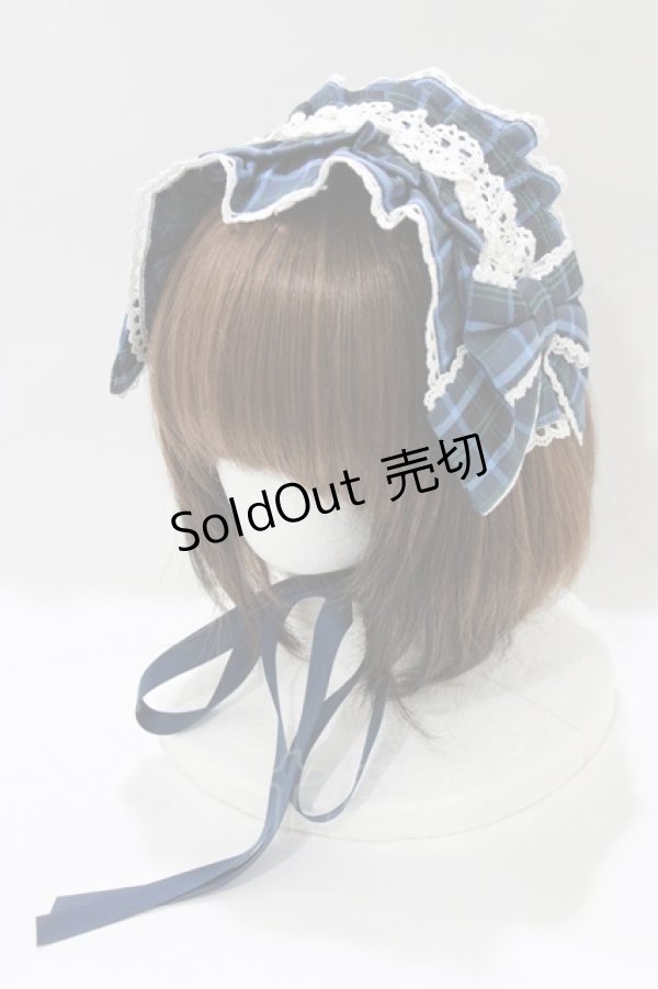 画像1: axes femme Kawaii / タータンチェックヘッドドレス  ブルー H-25-12-27-1054-AX-AC-NS-ZH (1)