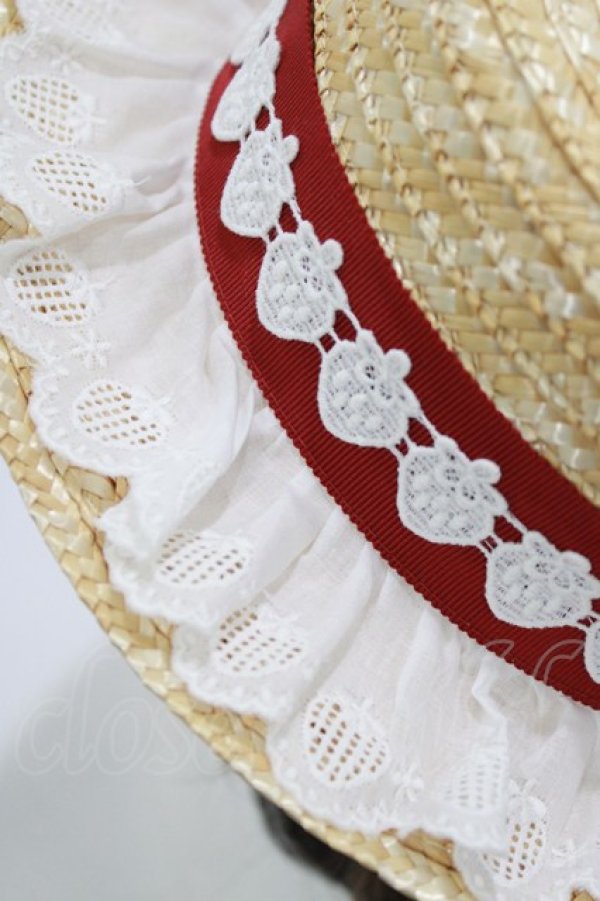 画像3: BABY,THE STARS SHINE BRIGHT / Juicy Strawberry Memoryカンカン帽  ナチュラル/エンジ H-25-12-27-1057-BA-AC-NS-ZH (3)