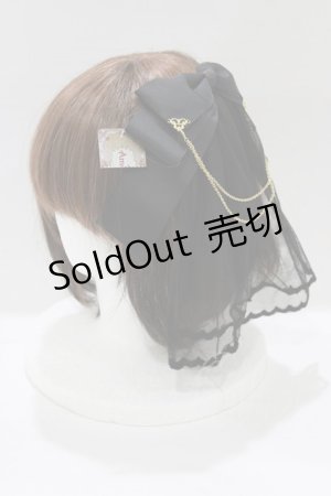 画像: Amavel / Arcanum Amuletベール付きスリーピンリボン  ブラック H-25-12-27-1058-CA-AC-NS-ZH