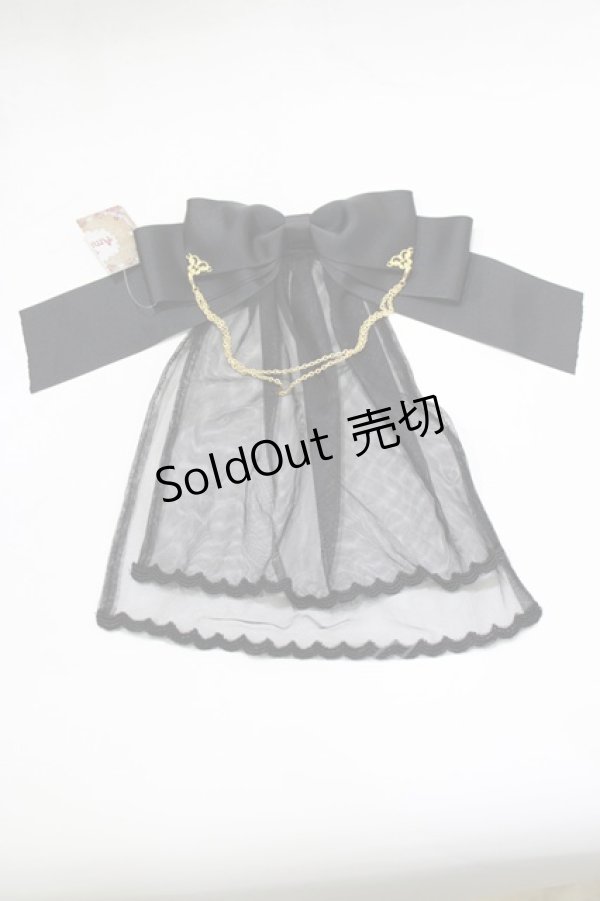 画像2: Amavel / Arcanum Amuletベール付きスリーピンリボン  ブラック H-25-12-27-1058-CA-AC-NS-ZH (2)