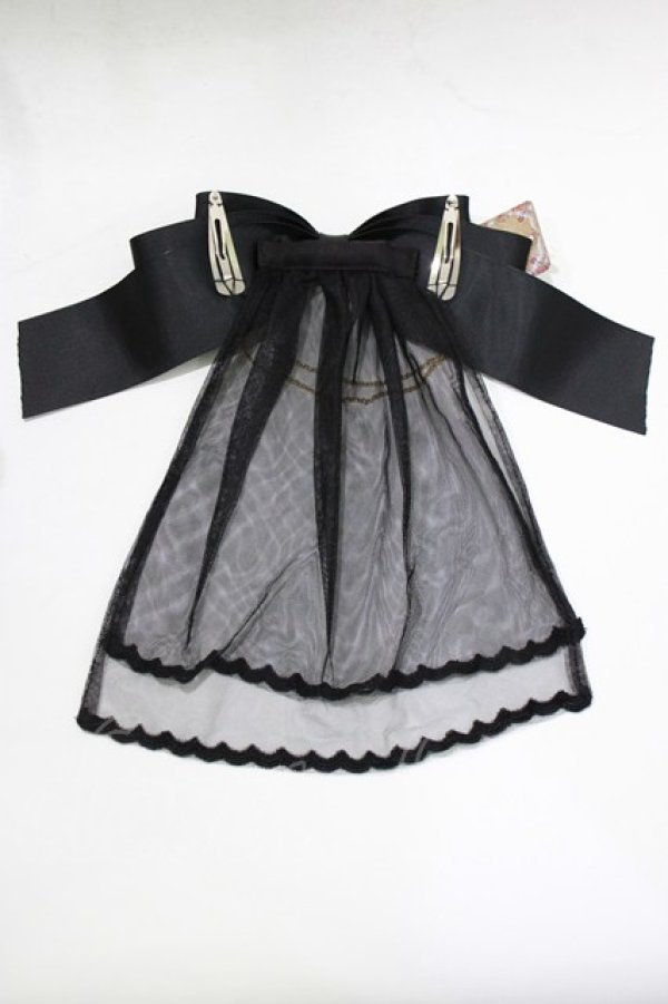 画像3: Amavel / Arcanum Amuletベール付きスリーピンリボン  ブラック H-25-12-27-1058-CA-AC-NS-ZH (3)