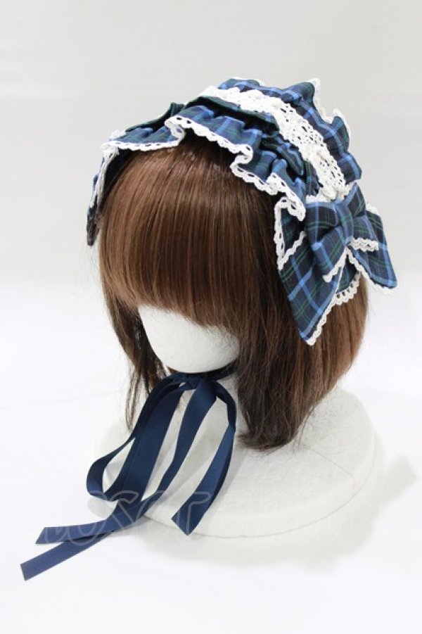 画像1: axes femme kawaii / タータンチェックヘッドドレス  ブルー H-25-12-27-1059-AX-AC-NS-ZH (1)