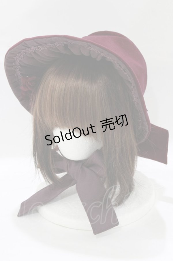 画像1: Mary Magdalene / 別珍ヴィクトリアンドールボンネット  パープル H-25-12-27-1062-CL-AC-NS-ZH (1)