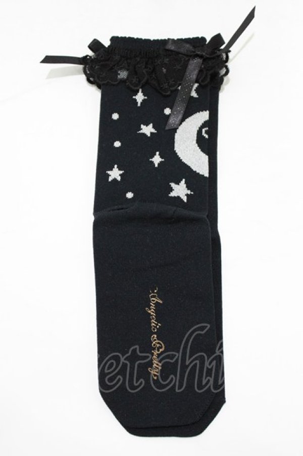 画像2: Angelic Pretty / Dreamy Starクルー丈ソックス  ブラック H-25-12-27-1073-AP-ZA-NS-ZH (2)
