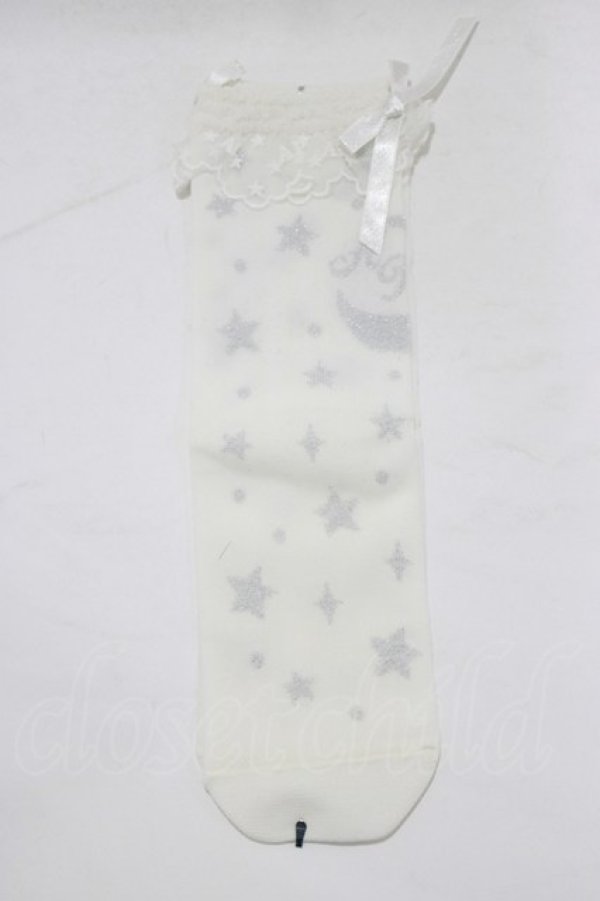 画像1: Angelic Pretty / Dreamy Starクルー丈ソックス  オフ/シルバー H-25-12-27-1080-AP-ZA-NS-ZH (1)