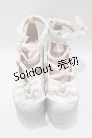 画像: Ank Rouge / パールキラキラリボン厚底シューズ LL/25〜25.5cm ピンク H-25-12-27-1083-CA-SH-NS-ZH