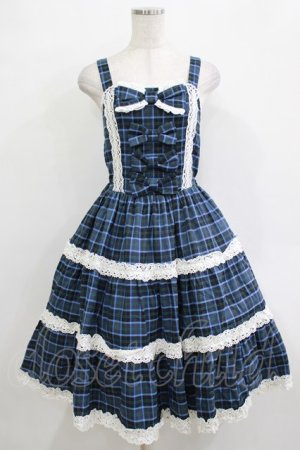 画像: axes femme kawaii / タータンチェックジャンスカ M ブルー H-25-12-27-1007-AX-OP-NS-ZH