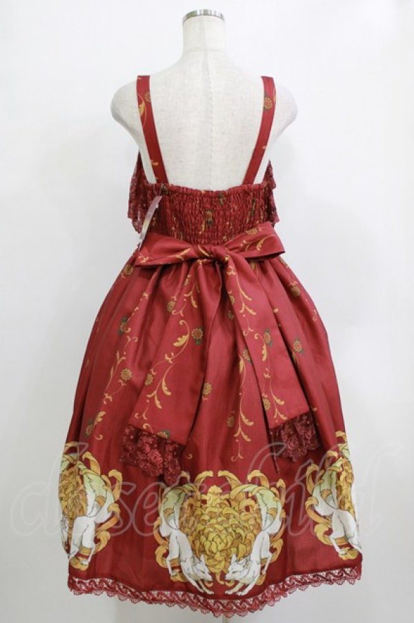 画像3: Chalmiere / 菊と狐柄ジャンパースカート M ワイン H-25-12-27-1009-PU-OP-NS-ZH (3)