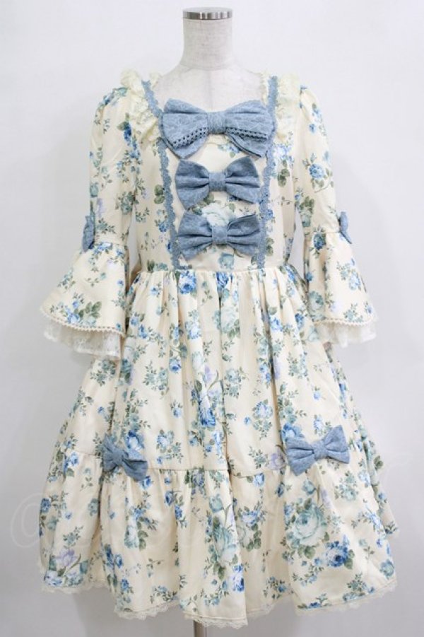 画像1: axes femme kawaii / アンティークローズ柄ワンピース M 生成り H-25-12-27-1012-AX-OP-NS-ZH (1)