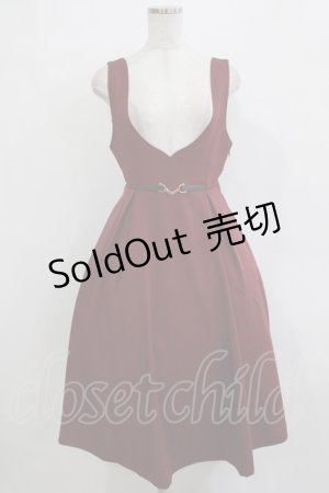 画像: F i.n.t / チェーンビット使いディープVネックジャンパースカート Free Bordeaux H-25-12-27-1016-CA-OP-NS-ZH
