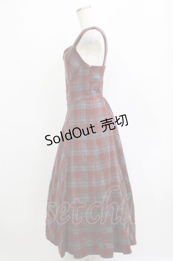 画像2: an another angelus / ビスチェチェックワンピース Free BROWN×BR H-25-12-27-1017-CA-OP-NS-ZH (2)