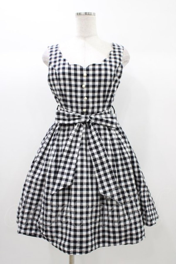 画像1: Amavel / ギンガムチェックジャンパースカート Free ブラック H-25-12-28-031-CA-OP-NS-ZH (1)