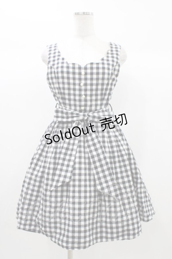 画像1: Amavel / ギンガムチェックジャンパースカート Free ブラック H-25-12-28-031-CA-OP-NS-ZH (1)