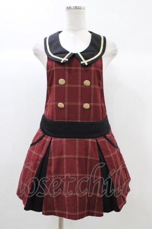 画像: To Alice / チェックワンピース S ワイン H-25-12-28-035-LO-OP-NS-ZH