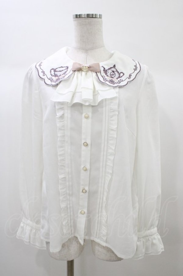 画像1: Amavel / ティーセット刺繍入りブラウス Free オフ H-25-12-28-051-CA-BL-NS-ZH (1)