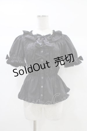 画像: metamorphose / スクエアあきシャーリング半袖ブラウス サイズ1 ブラック H-25-12-28-007-ME-BL-NS-ZH