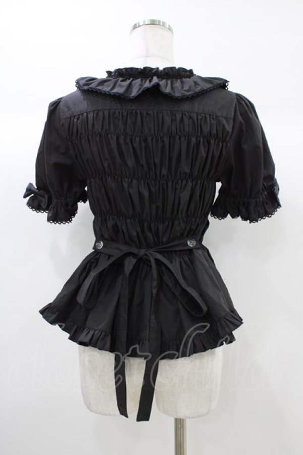 画像2: metamorphose / スクエアあきシャーリング半袖ブラウス サイズ1 ブラック H-25-12-28-007-ME-BL-NS-ZH (2)